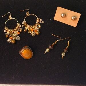 Earrings Ring Goldtone